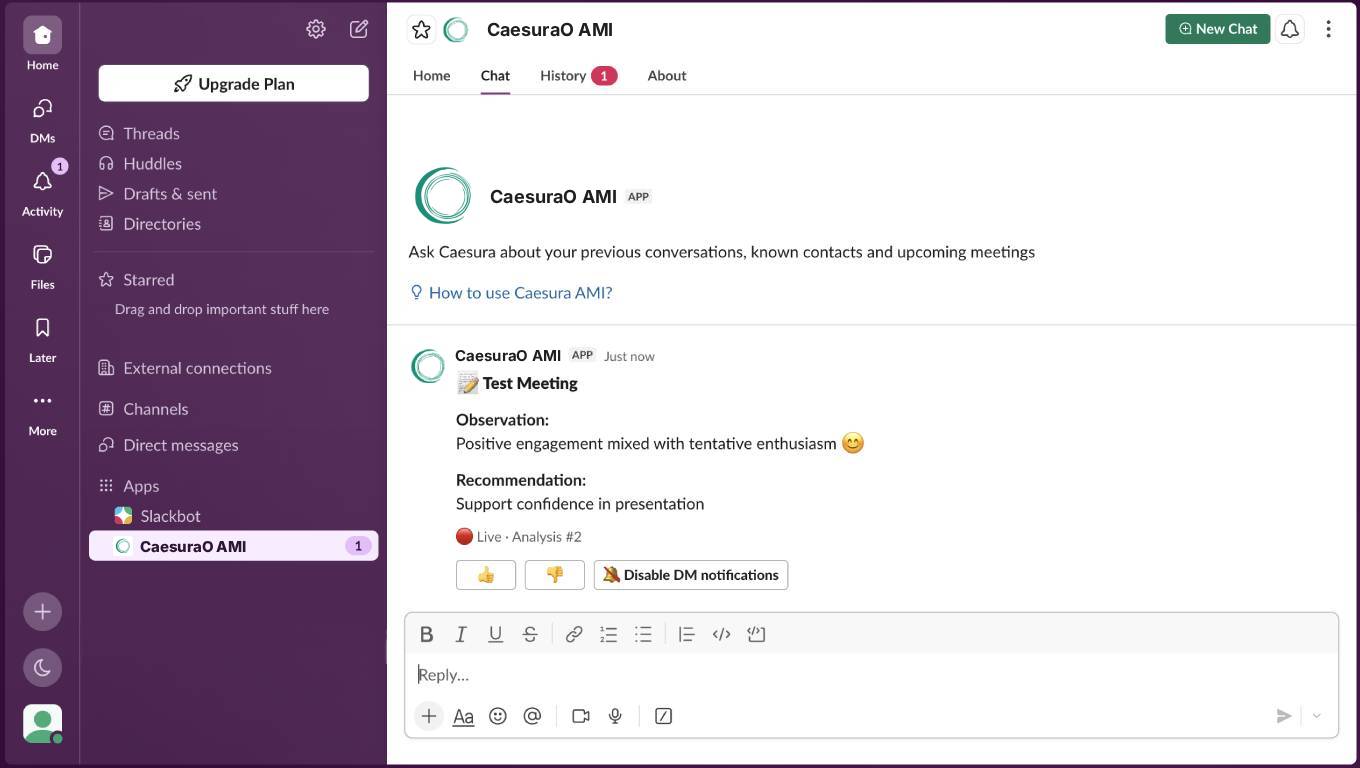 Real-time conversation advice delivered in Slack
